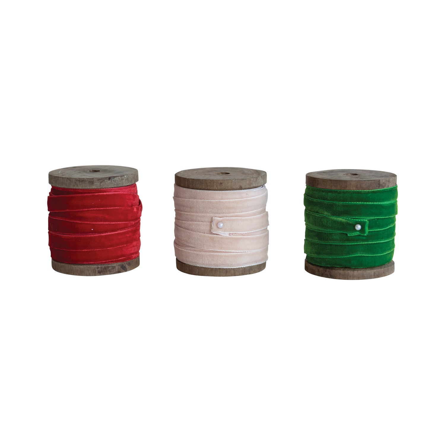 10 Yard Velvet Ribbon on Wood Spool, 3 Colors - From Me To You