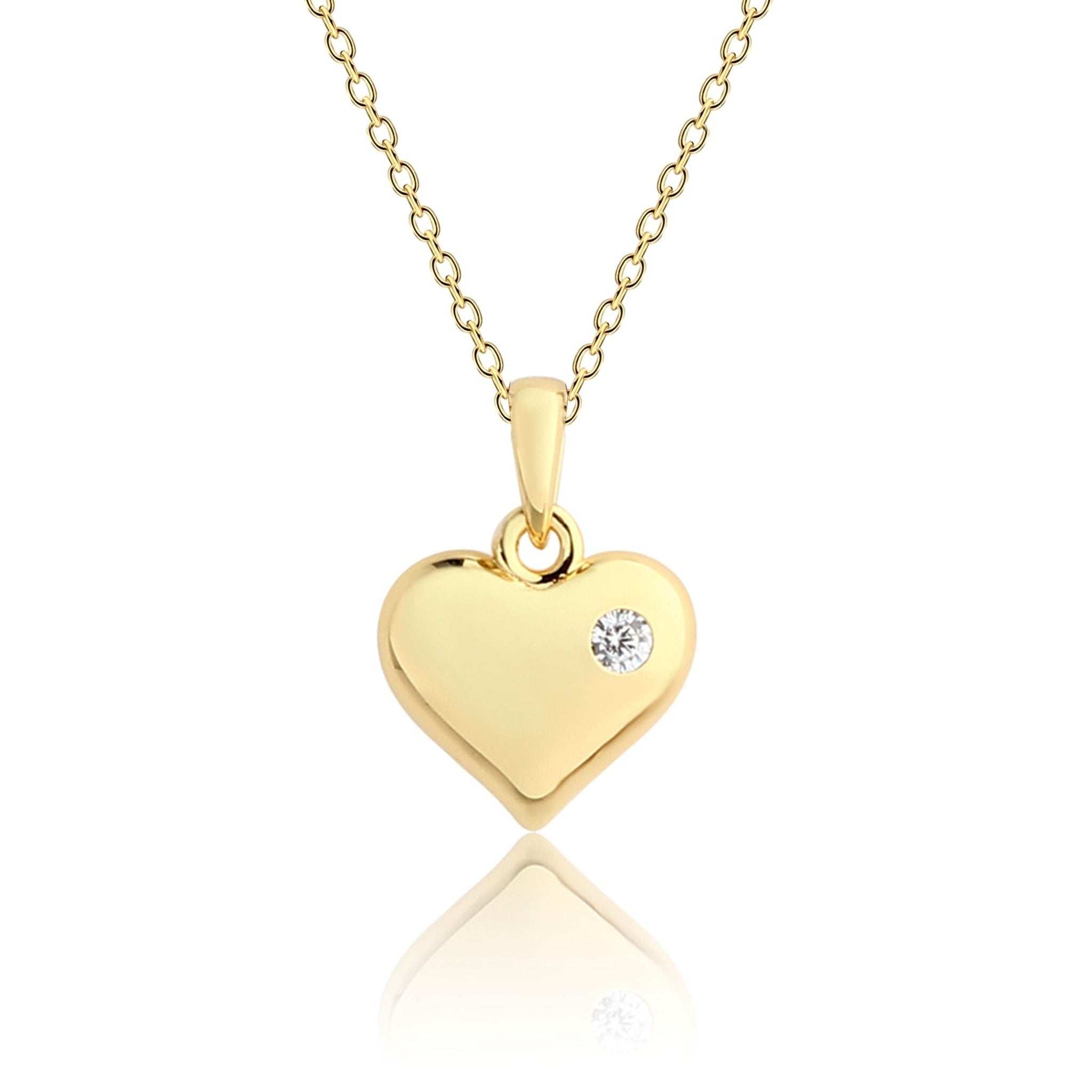 14k Gold Plated Sterling Silver Puff Heart pendant with CZ Accent. 14 - From Me To You