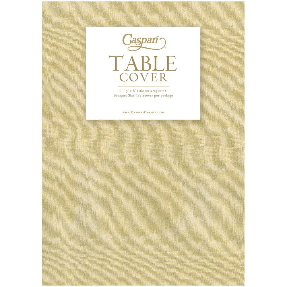 Caspari Moire Light Gold Paper Linen Airlaid Tablecover 5.2' x 8.2'