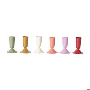 2 - 1/4" Rd x 3"H Enameled Metal Taper Holder, 6 Colors - From Me To You