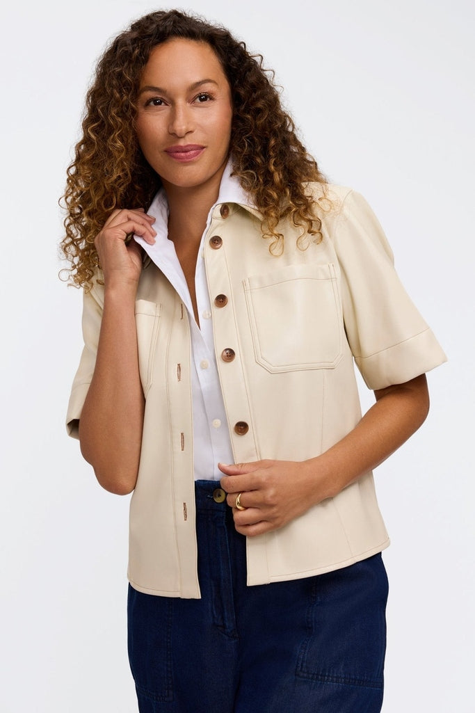 Dina Knit-Woven Sleeveless Shirt-White