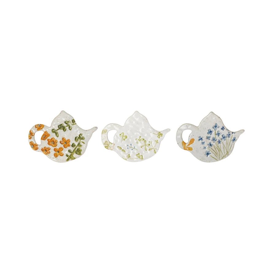 5"L x 4"W Stoneware Teapot Shaped Dish, 3 Styles - From Me To You