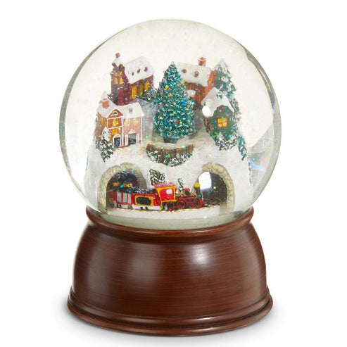 Raz 6.5" House and Train Musical Water Globe