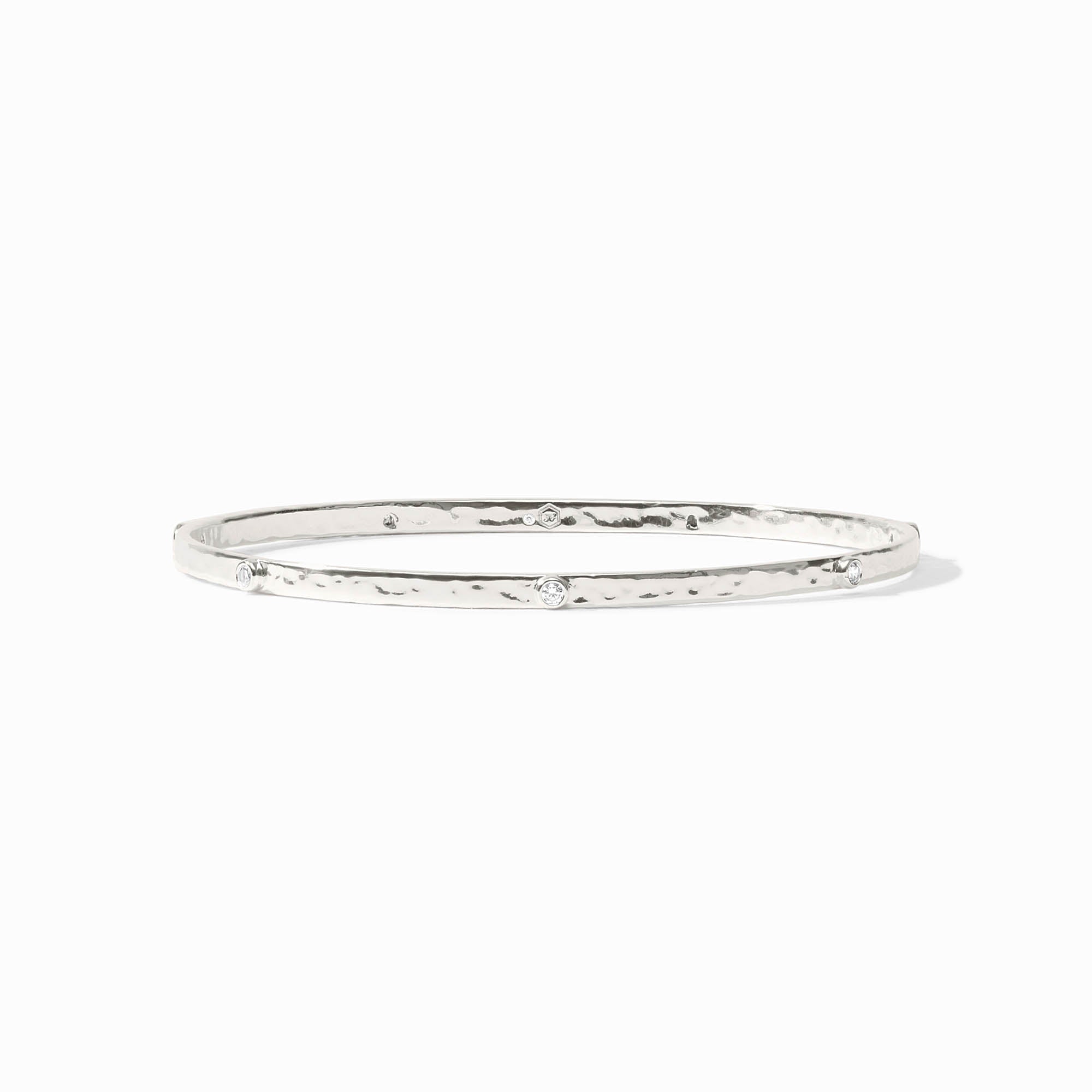 Julie Vos Crescent Stone Bangle-Silver-Cubic Zirconia