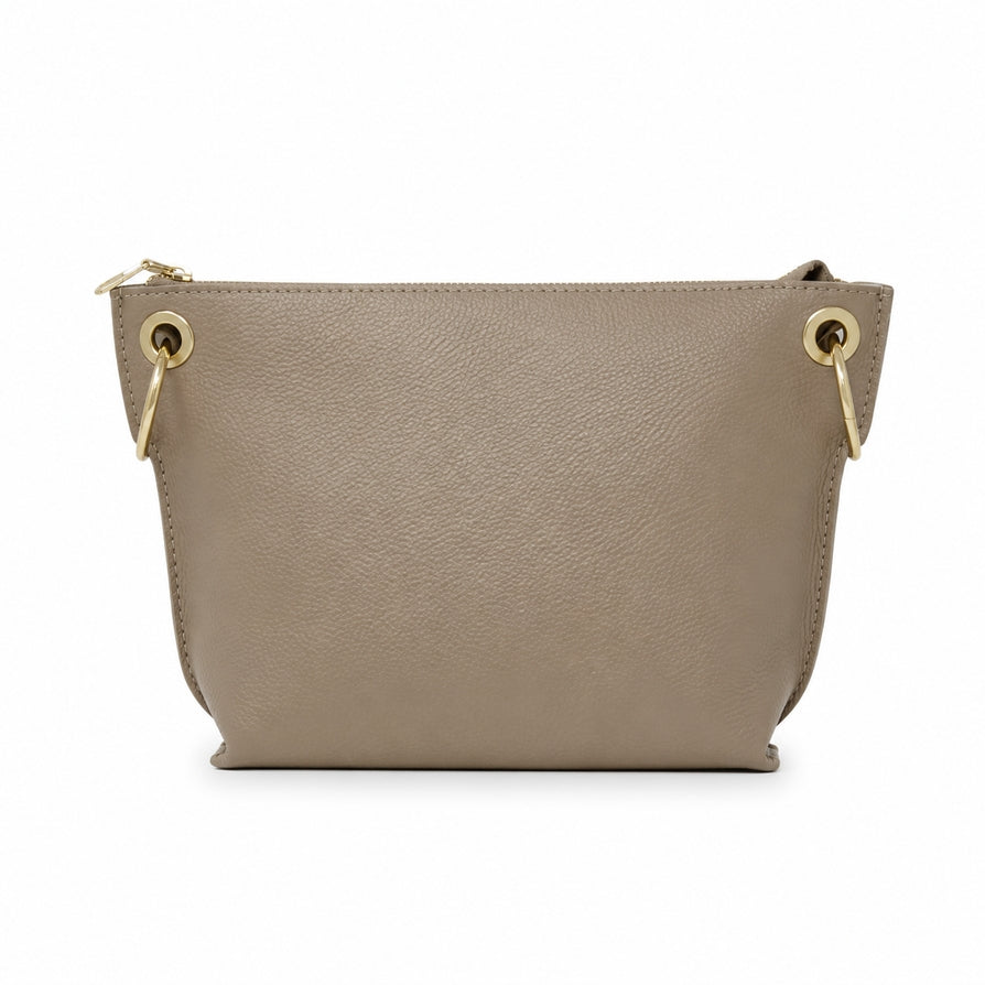 Genuine Italian Leather Crossbody Bag New Version-TAUPE