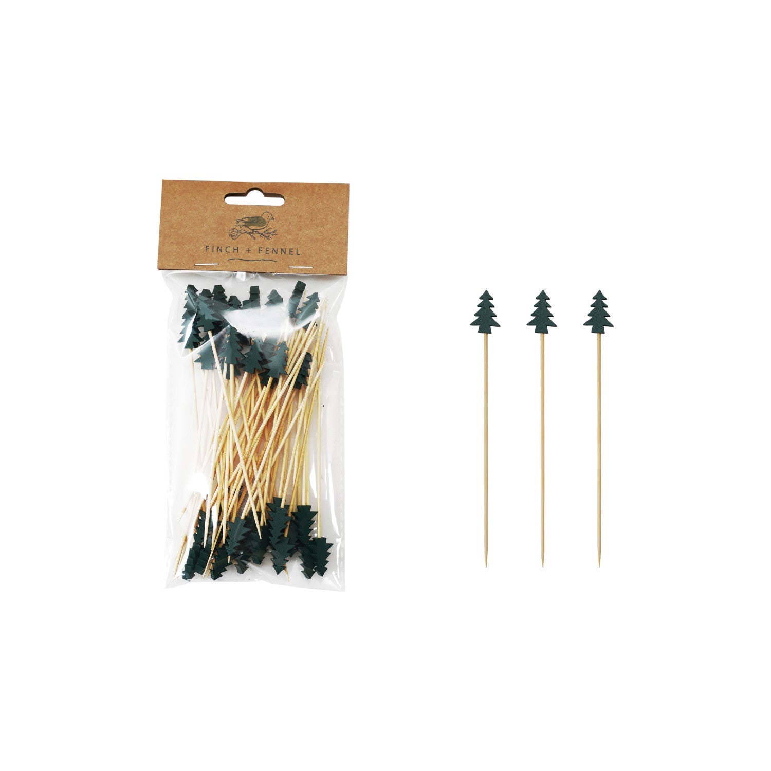 Bamboo Single Use Skewers with Tree Shaped Handles, Set of 50 - From Me To You