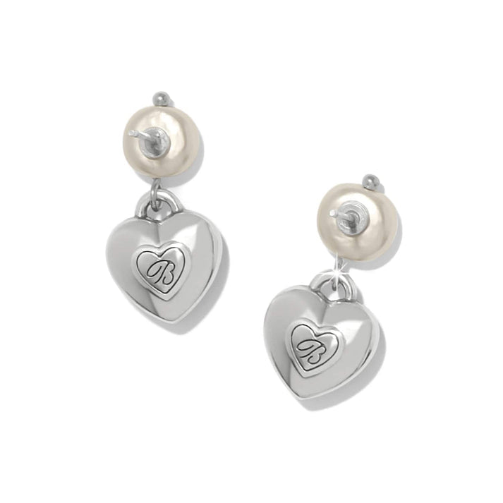 Brighton One Heart Pearl Post Drop Earrings - From Me To You