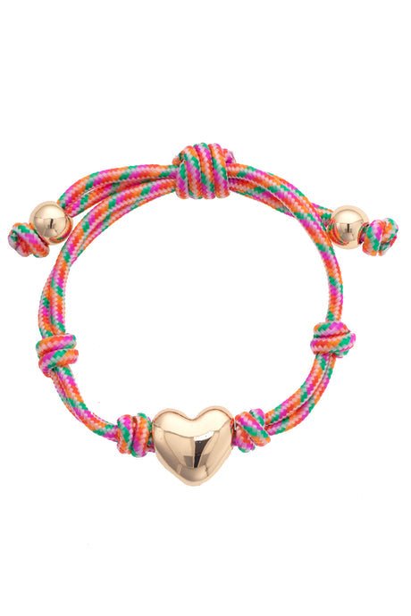 Canvas Blaine Puffy Heart Paracord Bracelet in Pink Multi - From Me To You