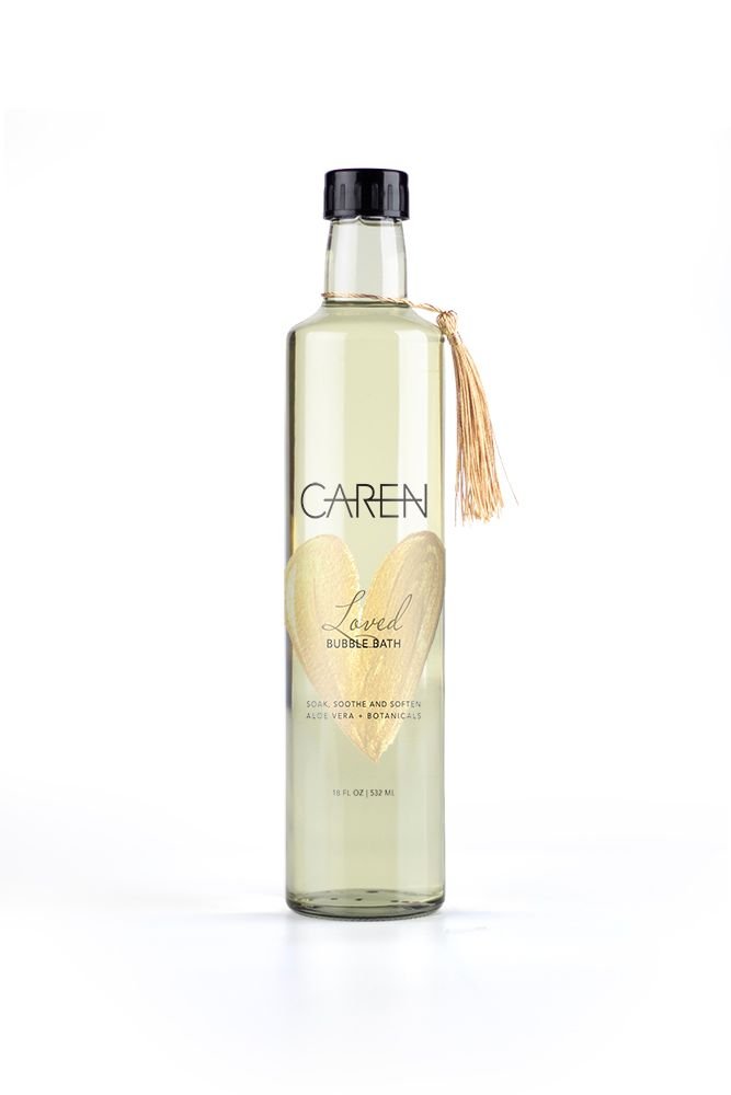 Caren Bubble Bath - Loved - 18 oz Glass Bottle - From Me To You