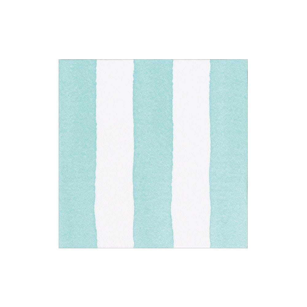 Caspari Cocktail Napkin - Cafe Stripe Aqua Paper Linen - From Me To You
