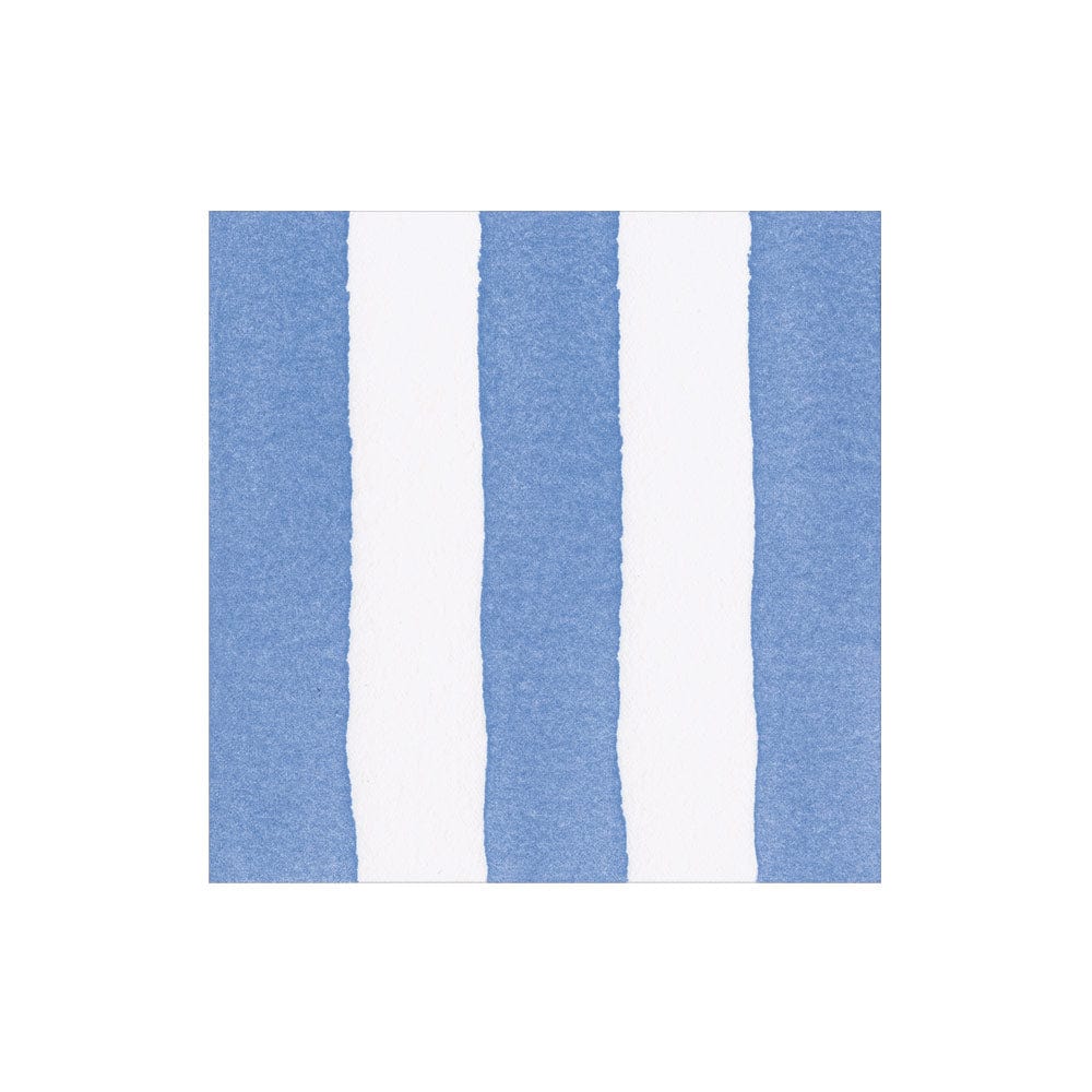 Caspari Cocktail Napkin - Cafe Stripe Blue Paper Linen - From Me To You