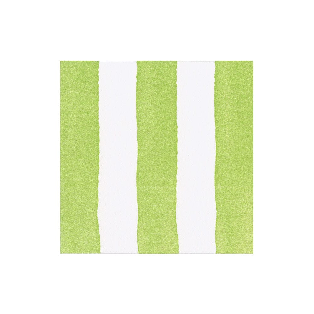 Caspari Cocktail Napkin - Cafe Stripe Lime Paper Linen - From Me To You