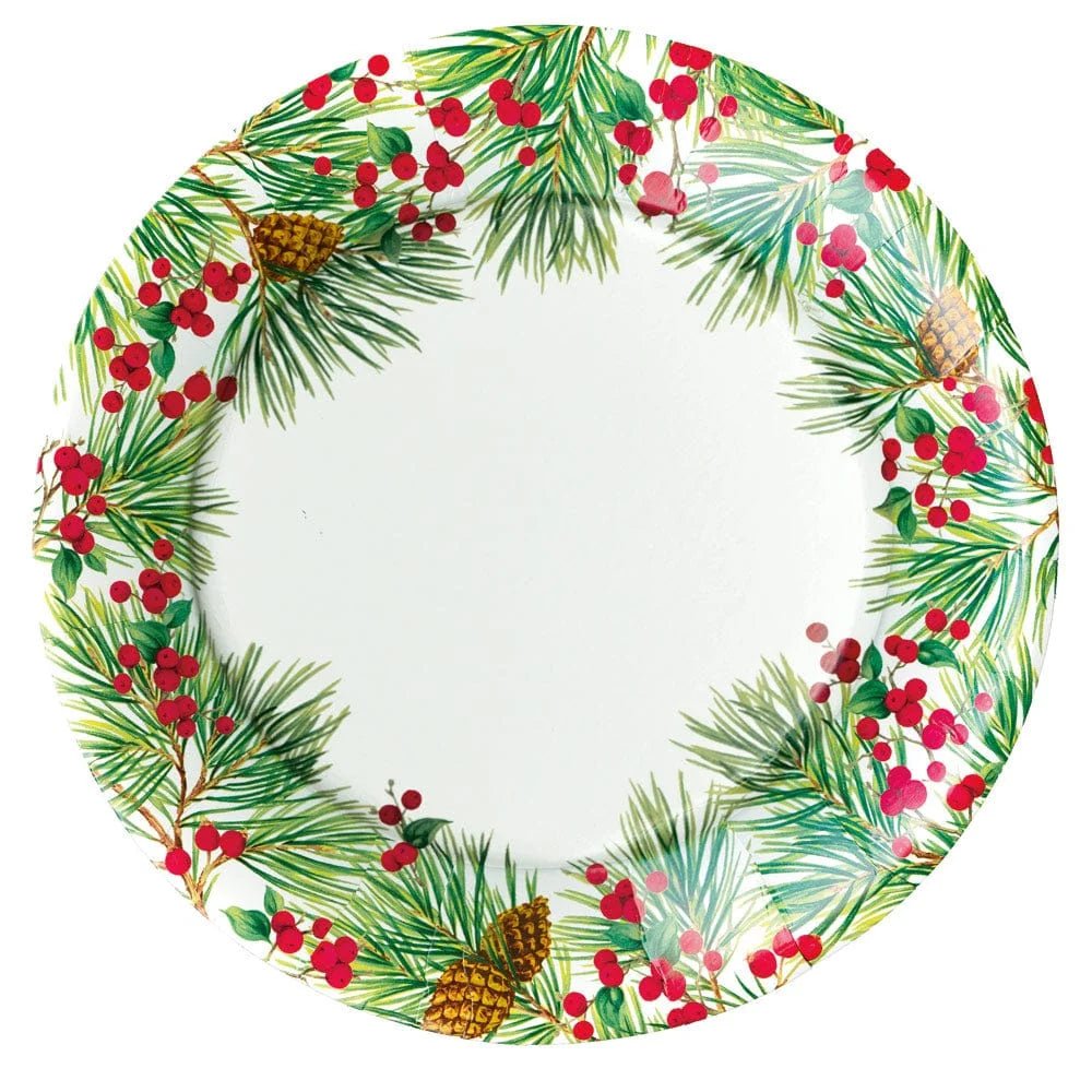 Caspari Dinner Plates - Evergreen and Berries - From Me To You