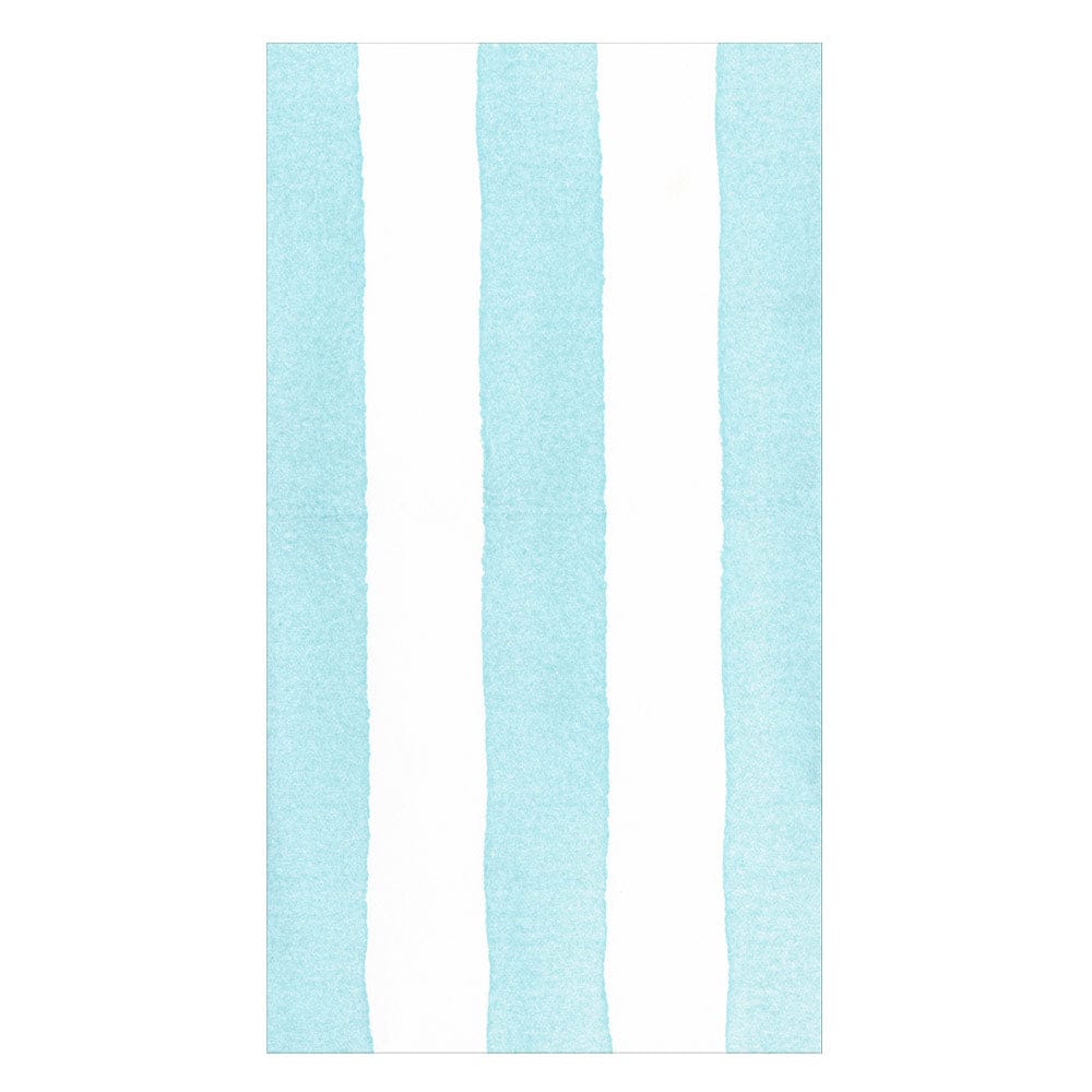 Caspari Guest Towel Napkins - Cafe Stripe Aqua Paper Linen - From Me To You