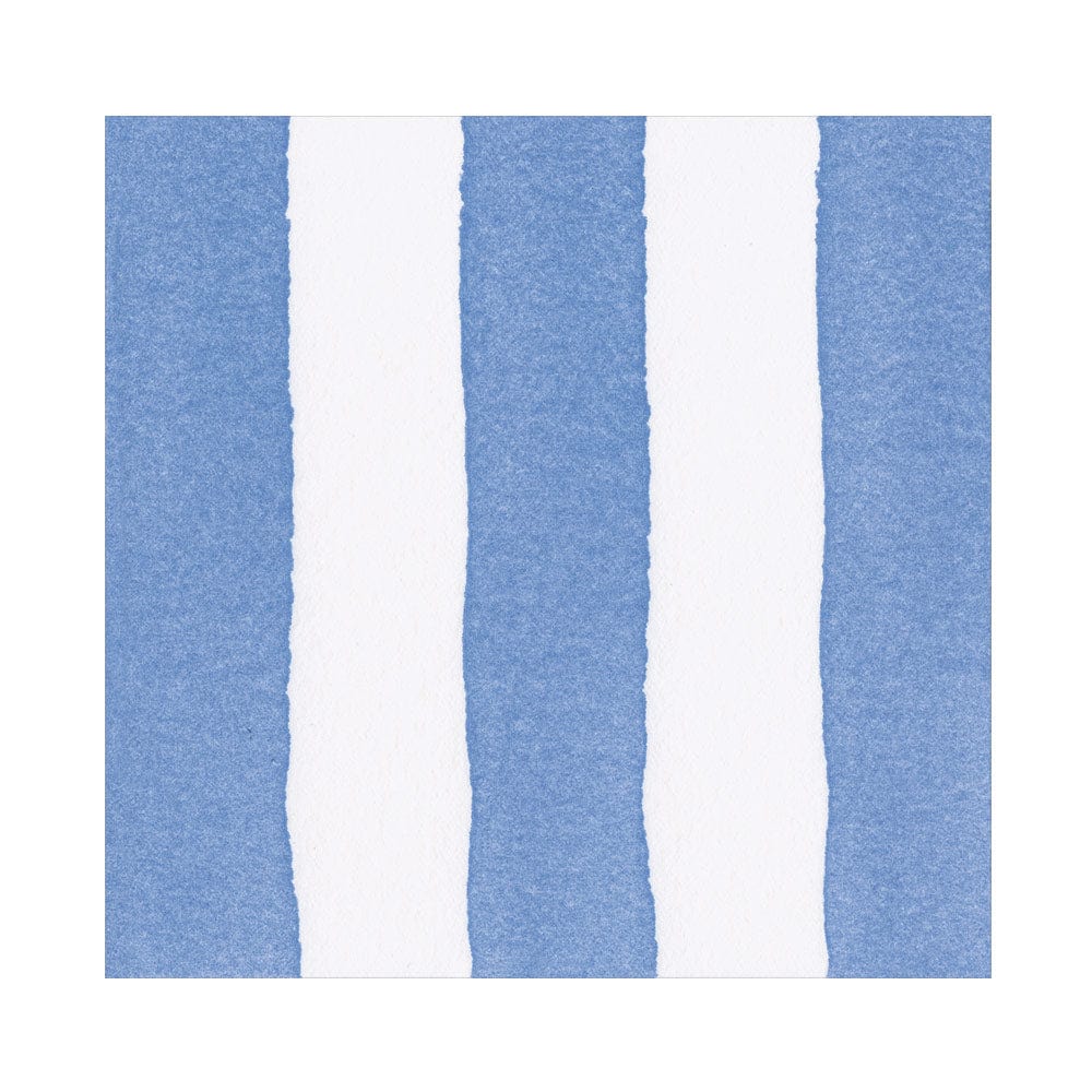 Caspari Luncheon Napkins - Cafe Stripe Blue Paper Linen - From Me To You