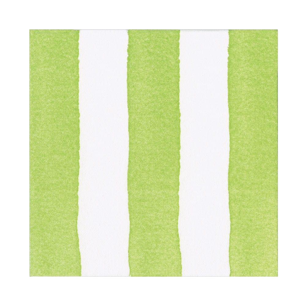 Caspari Luncheon Napkins - Cafe Stripe Lime Paper Linen - From Me To You