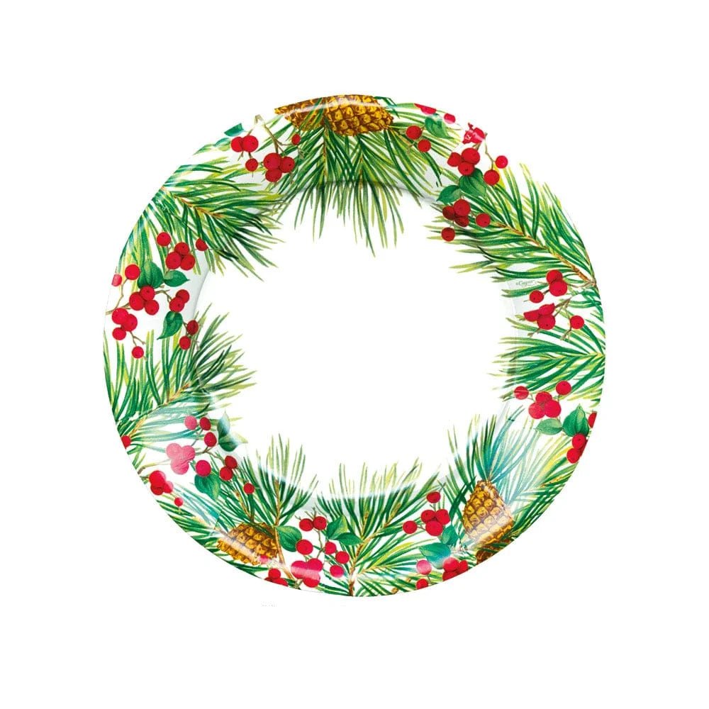 Caspari Salad/Dessert Plates - Evergreen and Berries - From Me To You