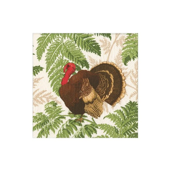 Caspari Turkey Among Ferns Cocktail Napkins - includes 20 Cocktail Napkins - From Me To You