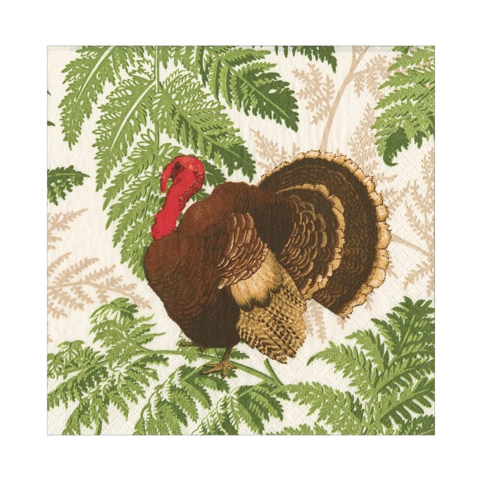 Caspari Turkey Among Ferns Luncheon Napkins - includes 20 Luncheon Napkins - From Me To You