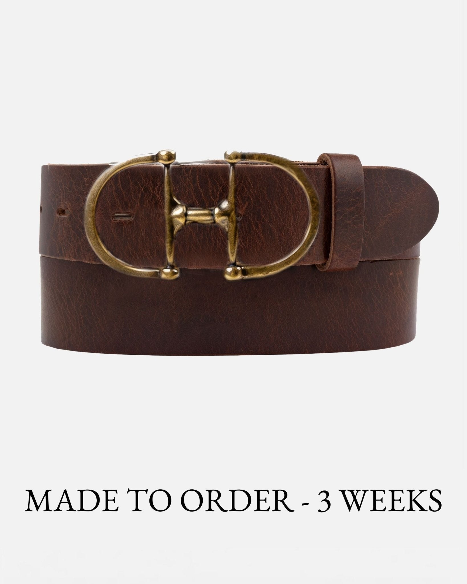 Cheyenne | Leather Belt with Sculptural Gold Buckle-Brown - From Me To You