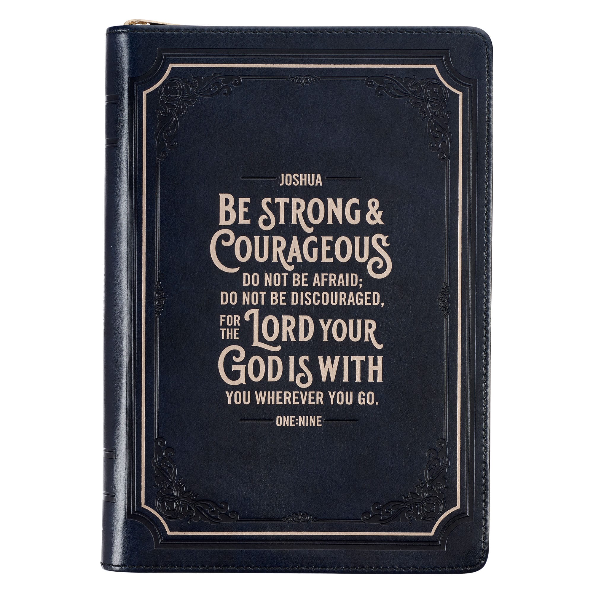 Christian Arts - Journal Classic Zip Black Strong & Courageous Josh. 1:9 - From Me To You