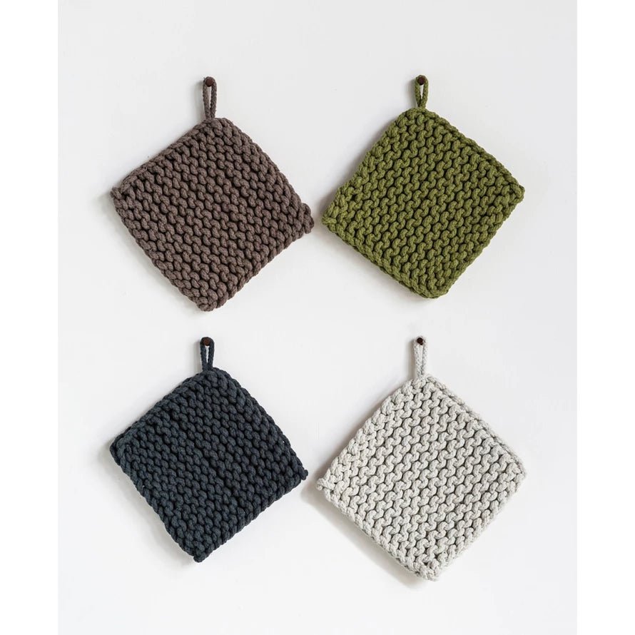 Cotton Crocheted Pot Holder, 4 Colors - DF0662A - From Me To You