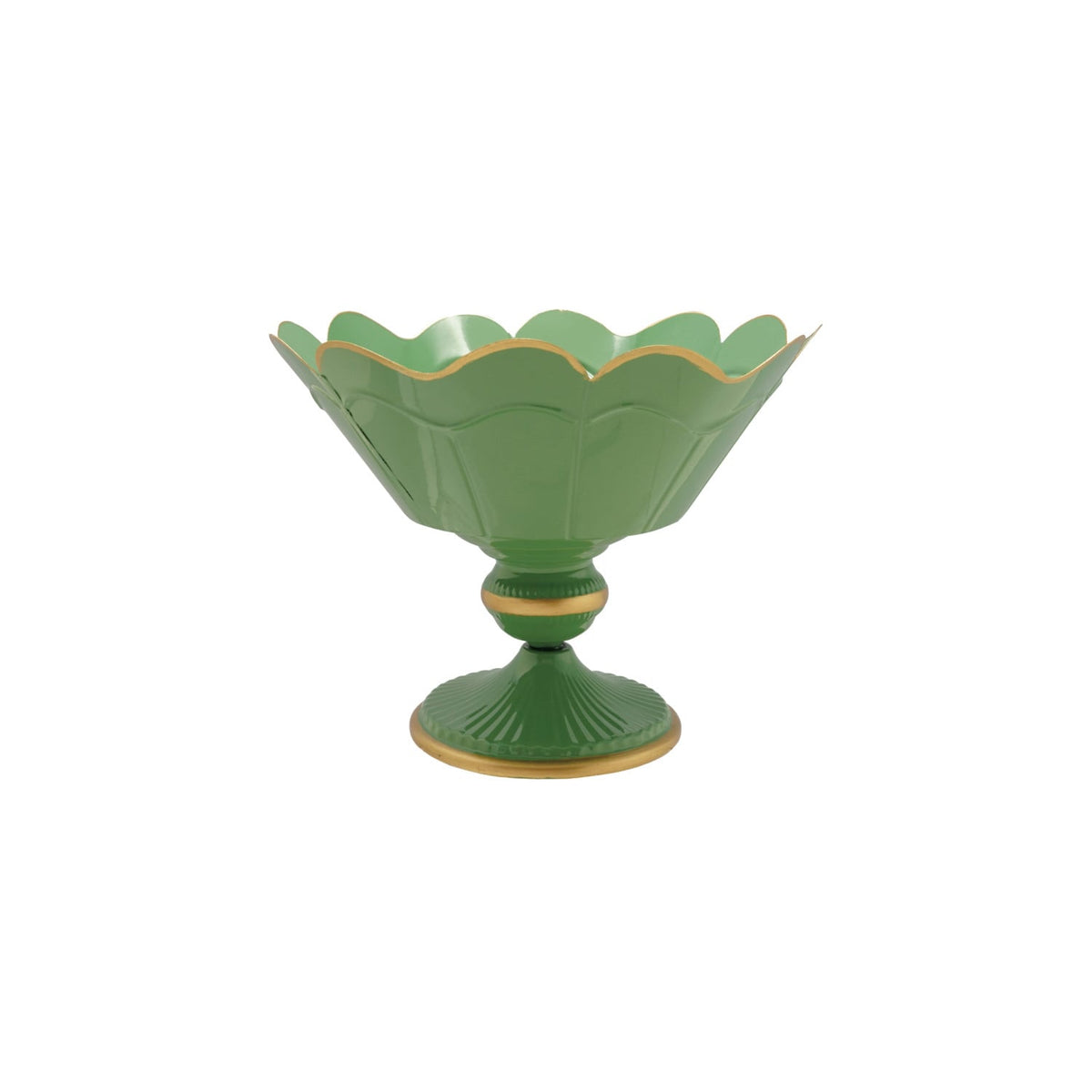 Creative Co-op Decorative Metal Scalloped Footed Container, Mint Color & Gold Finish - From Me To You
