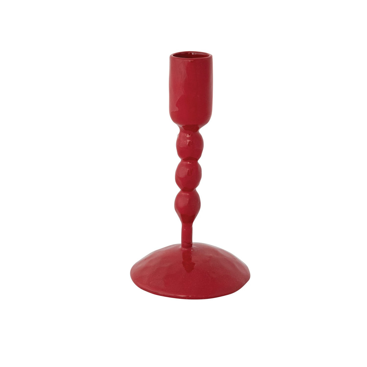 Creative Co-op Hand-Forged Enameled Cast Iron Taper Holder, Red-Large - From Me To You