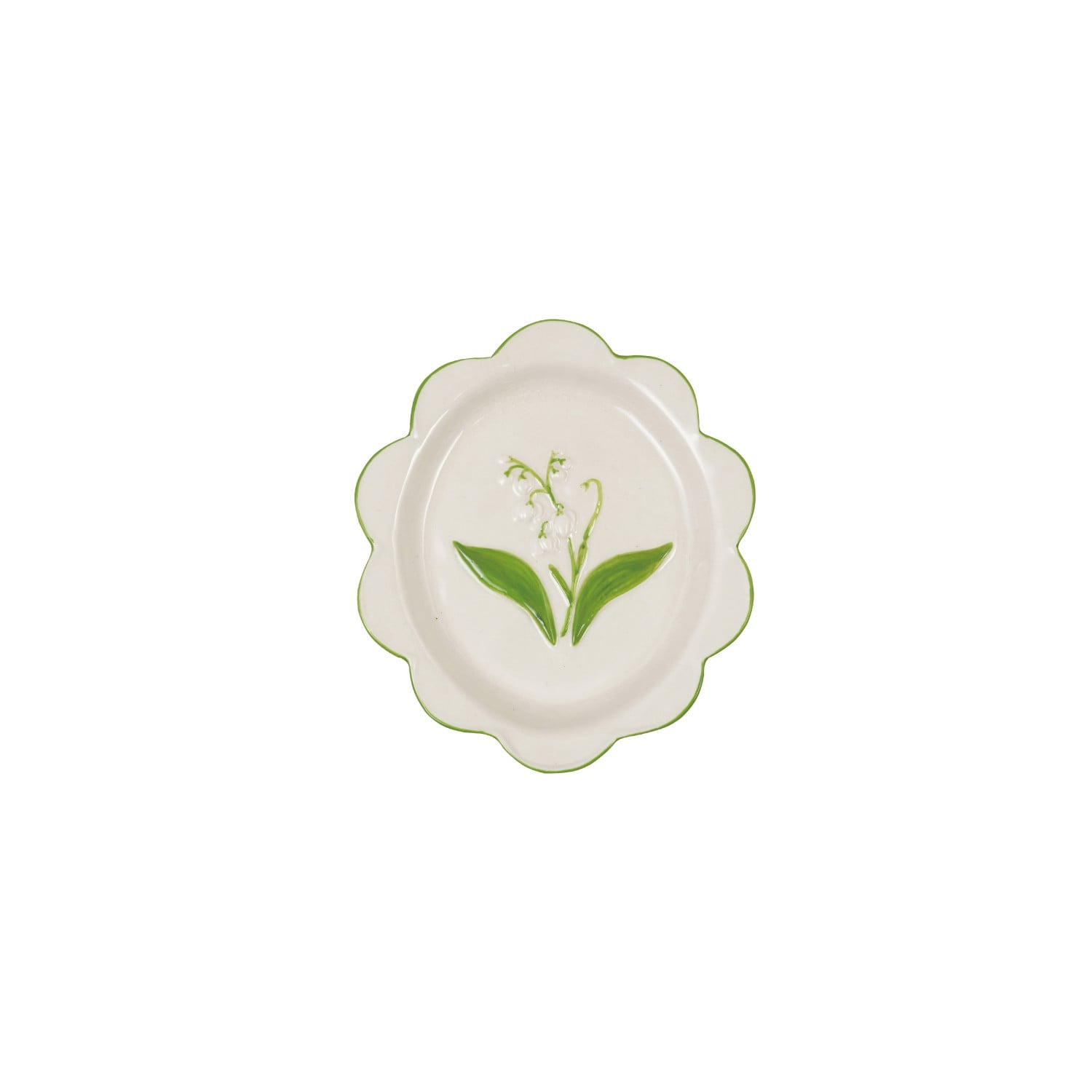 Creative Co-op Hand-Painted Embossed Stoneware Scalloped Plate - From Me To You