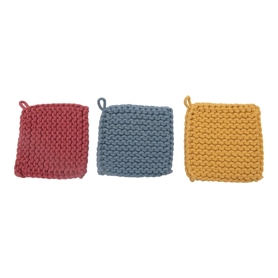Creative Co op Pot Holder Blue, Rose, Yellow - From Me To You