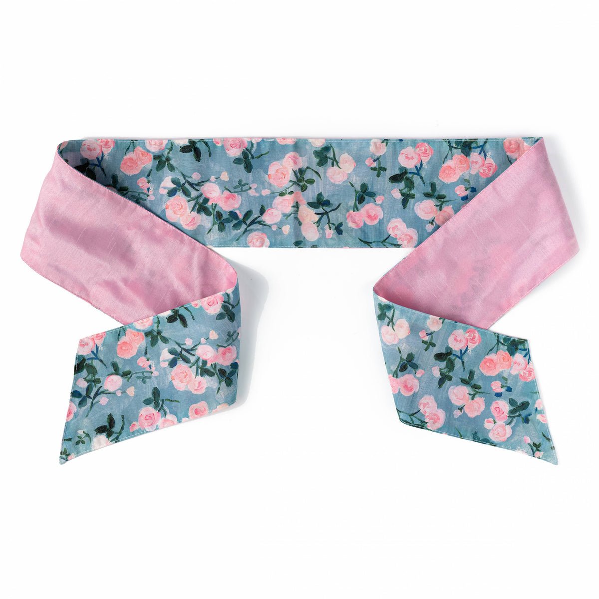 d. stevens - 4" x 56" Poplin Wreath Sash: Watercolor Roses & Pink Dupioni - From Me To You