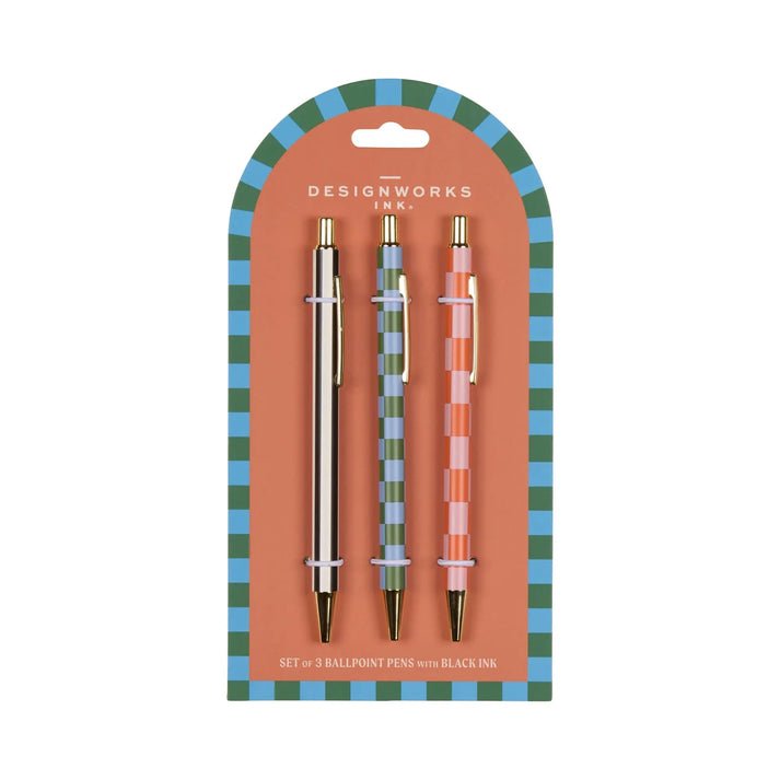 Designworks A Dopo Set Of 3 Pens - Stripes & Checks - From Me To You