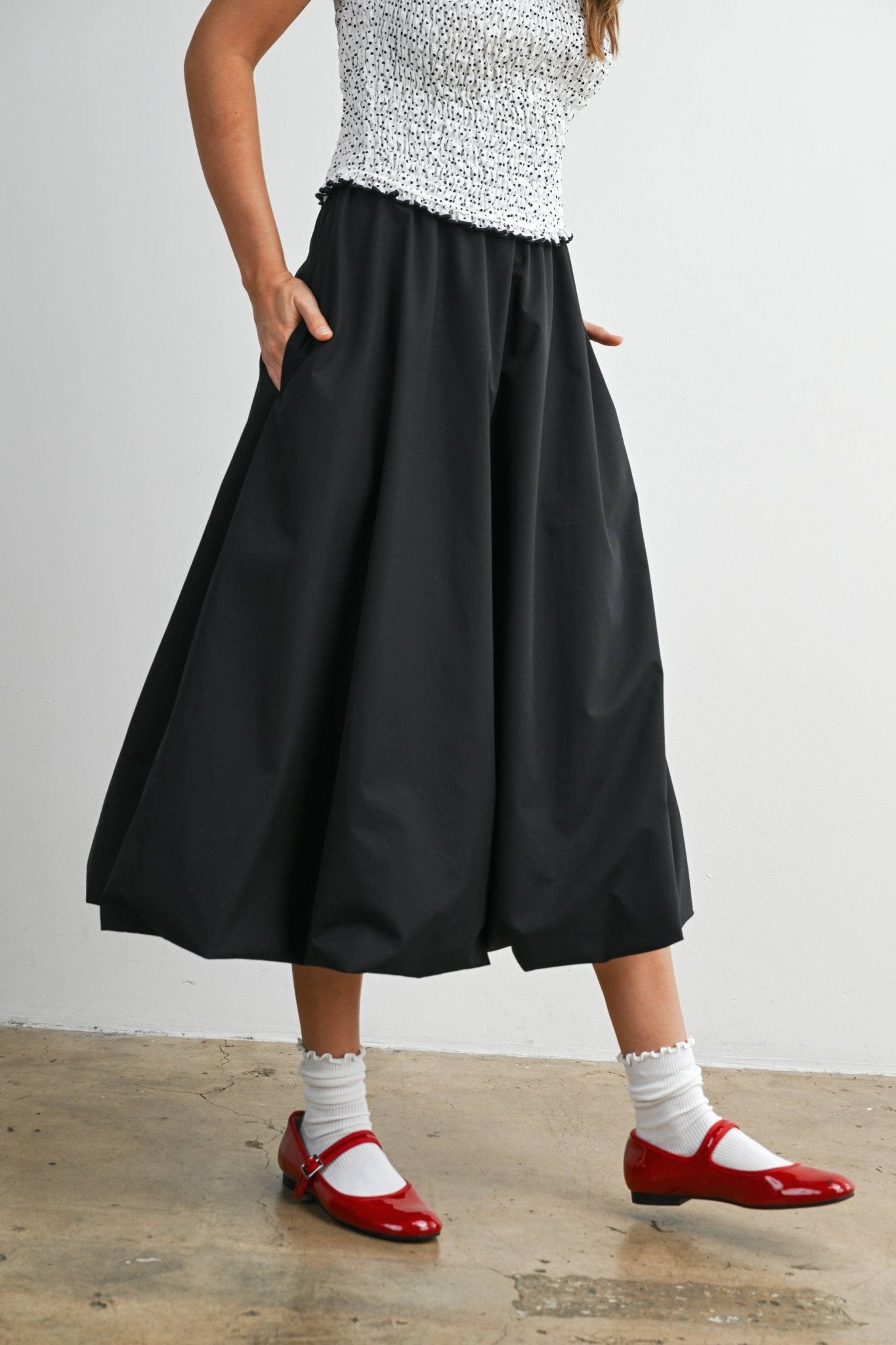 Elastic Waist Bubble Hem Maxi Skirt - BMS8074 - From Me To You