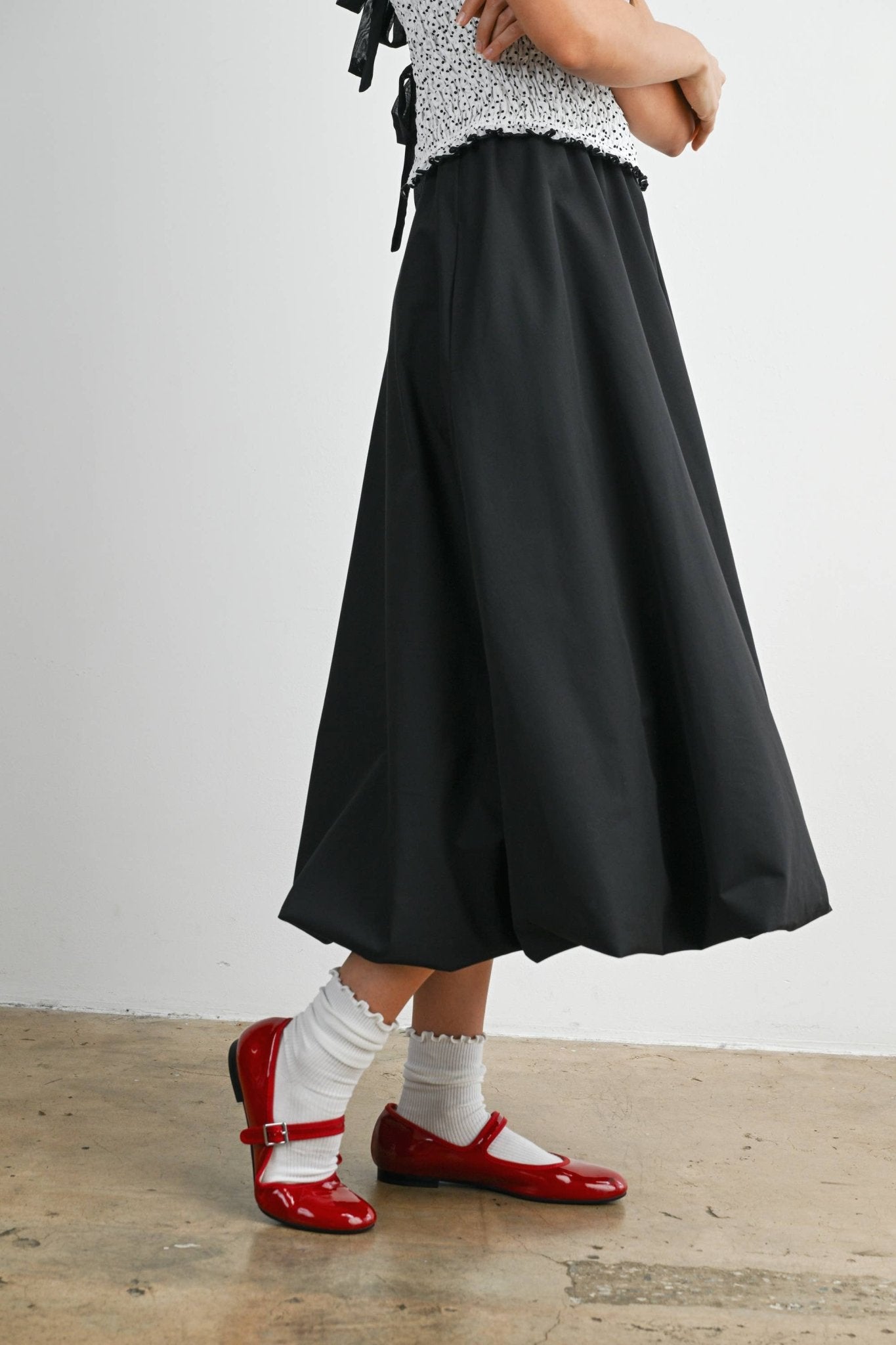 Elastic Waist Bubble Hem Maxi Skirt - BMS8074 - From Me To You
