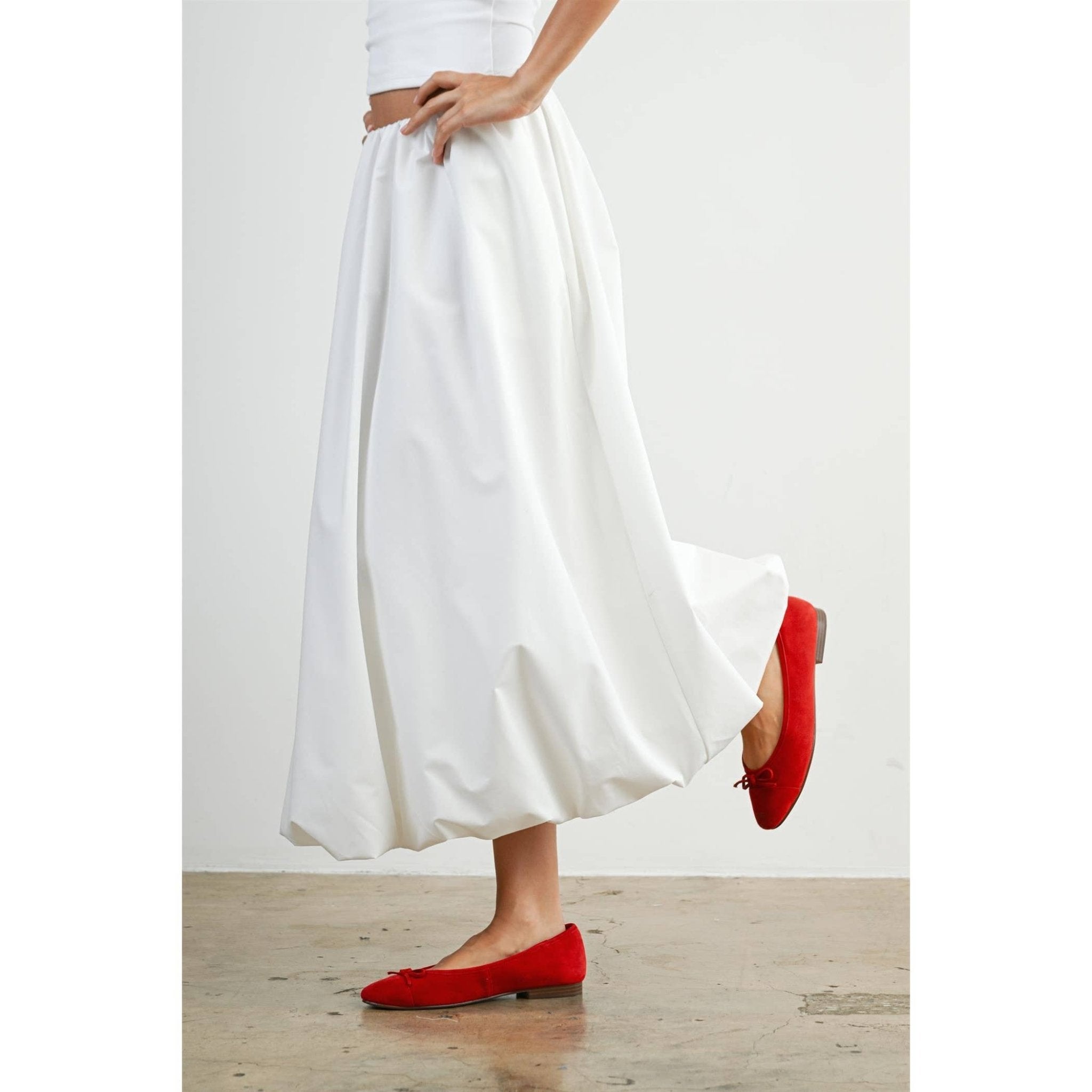 Elastic Waist Bubble Hem Maxi Skirt - BMS8074 - From Me To You