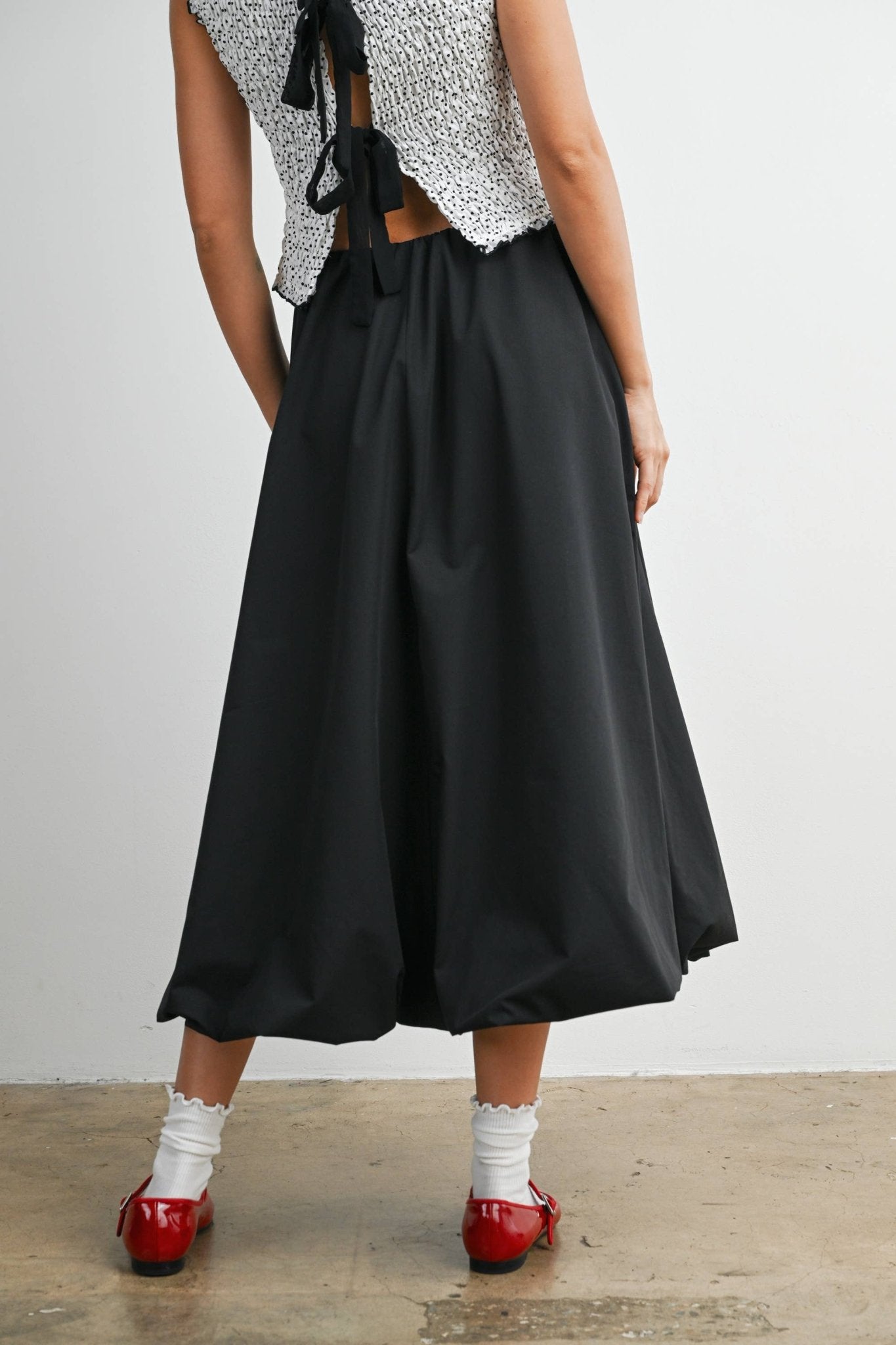 Elastic Waist Bubble Hem Maxi Skirt - BMS8074 - From Me To You