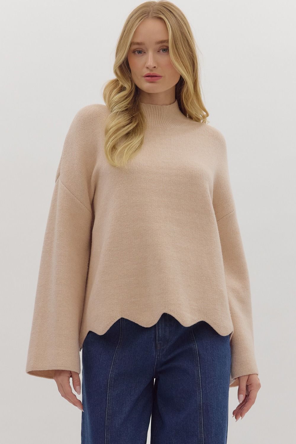 Entro - Oatmeal Mock Neck Sweater - From Me To You