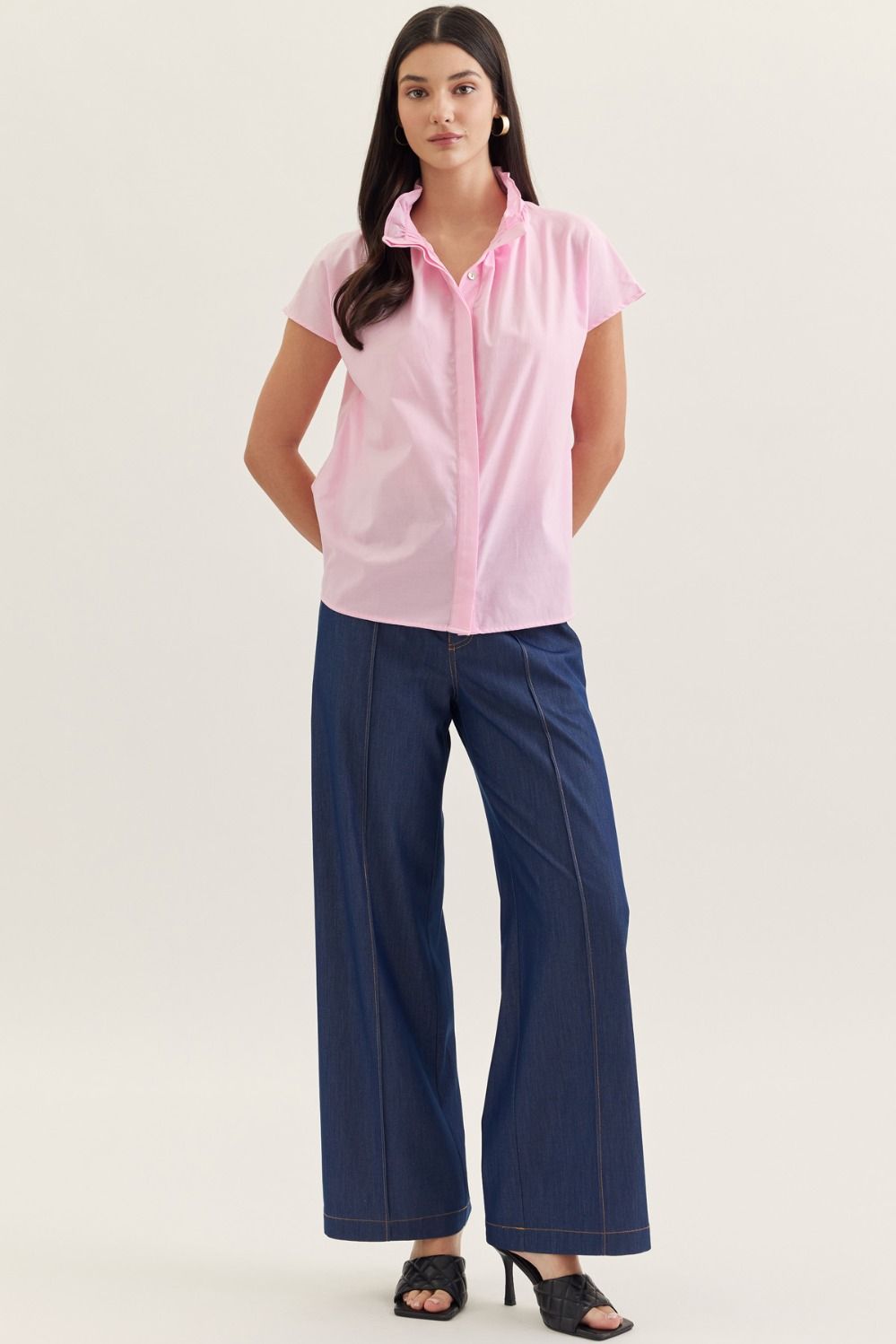 Entro - Solid cap sleeve top - T30238 - Pink - From Me To You