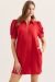 Entro - Solid puff sleeve mini dress - RED - From Me To You