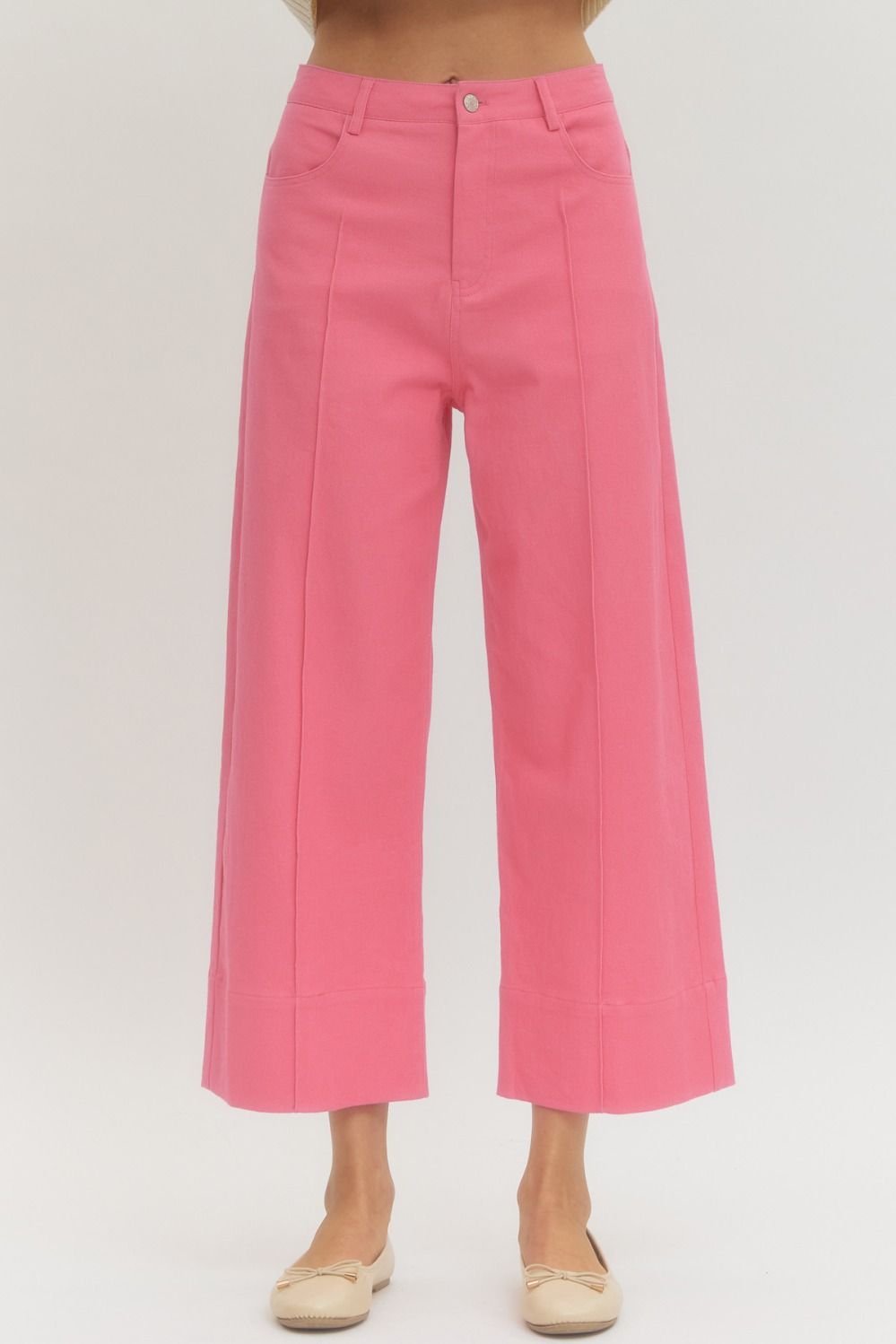 Entro - Solid wide leg pants - P29834 - PINK - From Me To You