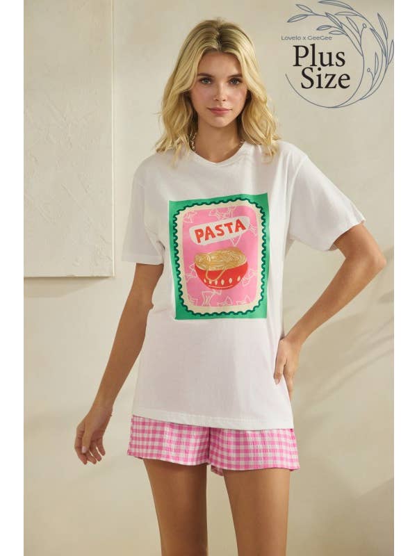 Gee Gee - Pasta Graphic Short Sleeve Tee - PLUS SIZE - From Me To You