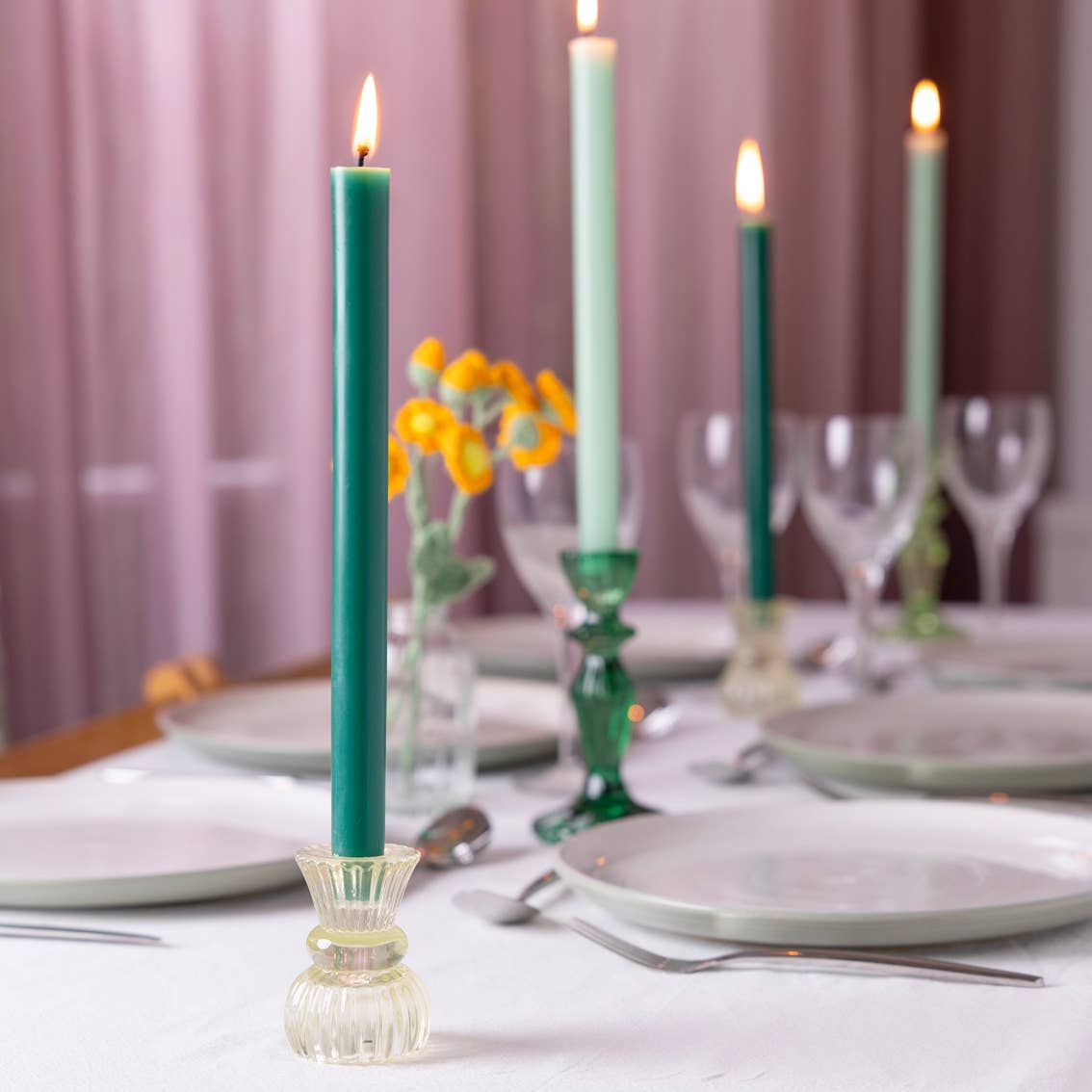Green Taper Candles | 25 Candles | POS Unit | Christmas | - From Me To You
