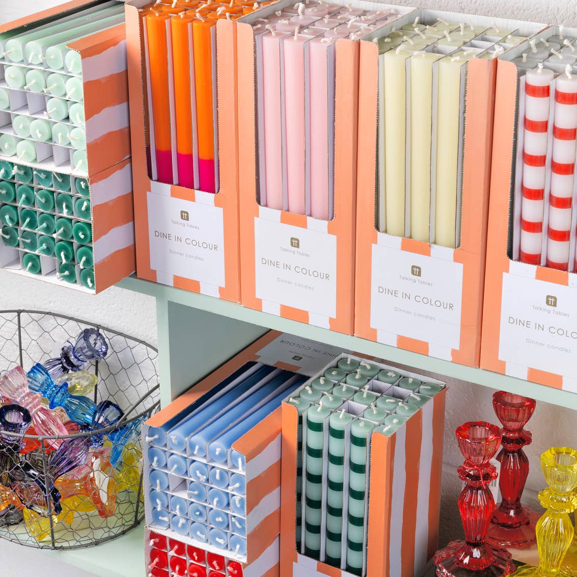 Green Taper Candles | 25 Candles | POS Unit | Christmas | - From Me To You