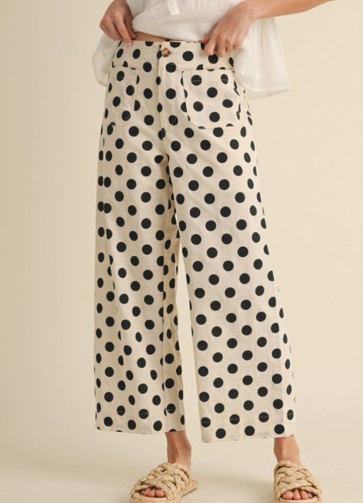 JODIFL Polka Dot Wide Leg Pants in Black