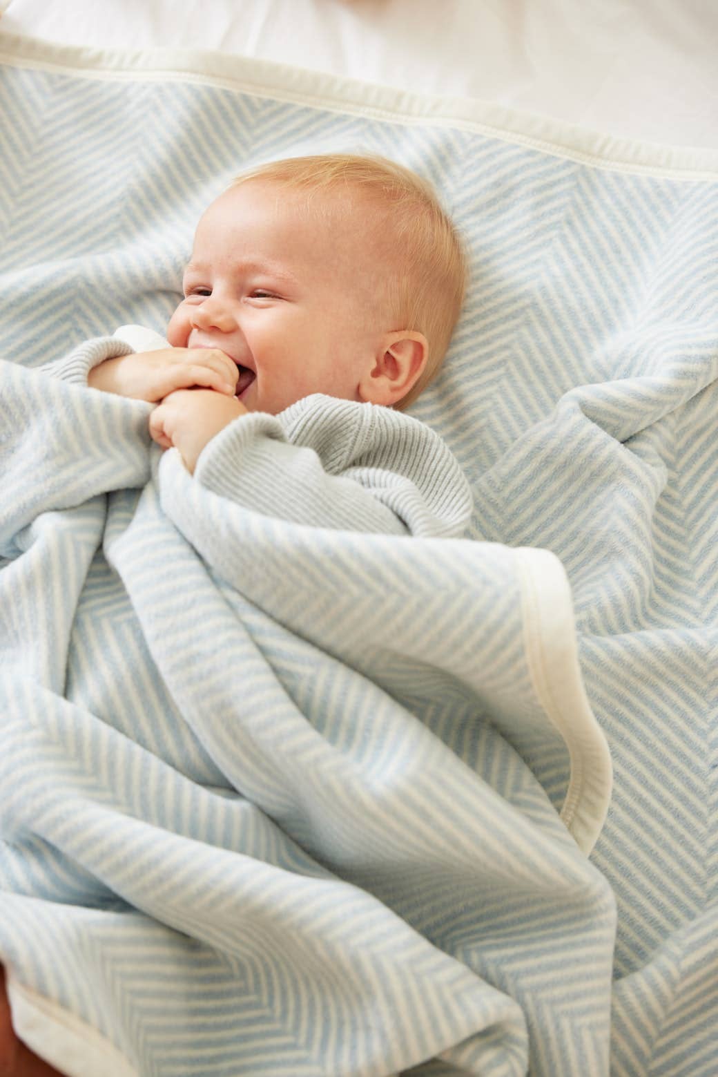 Harborview Herringbone Sky Mini Blanket - From Me To You