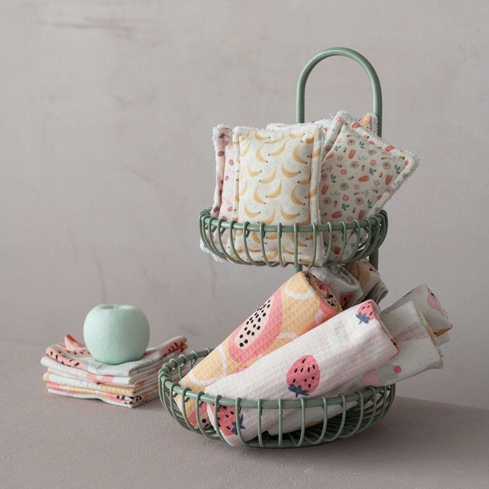 Hazel Mazel 16 - 1/4"H Metal 2 - Tier Basket, Mint Color - From Me To You