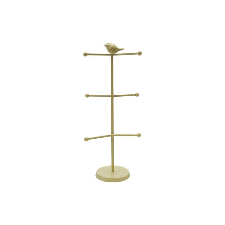 Hazel Mazel 17 - 3/8H Metal Mug Rack w Bird, Yellow (Holds 6 Mugs) - From Me To You