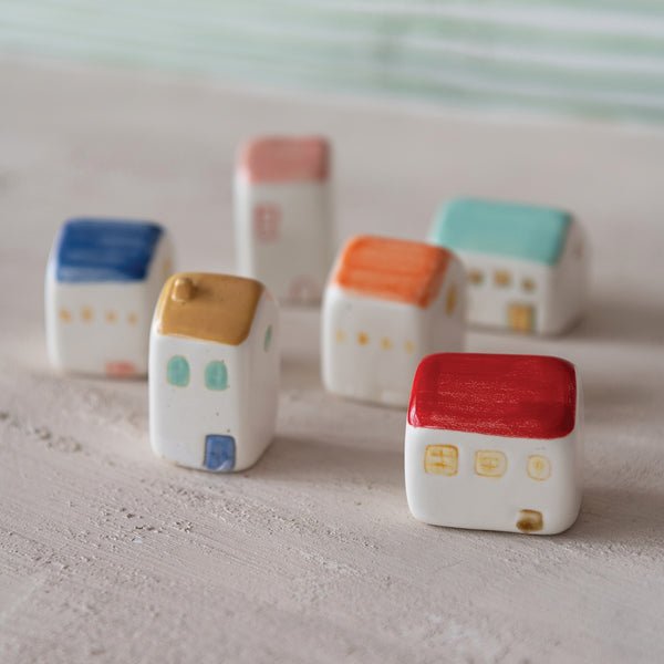 Hazel Mazel 2 - 1/2"H Stoneware Houses, Multi Color Set of 6 - From Me To You