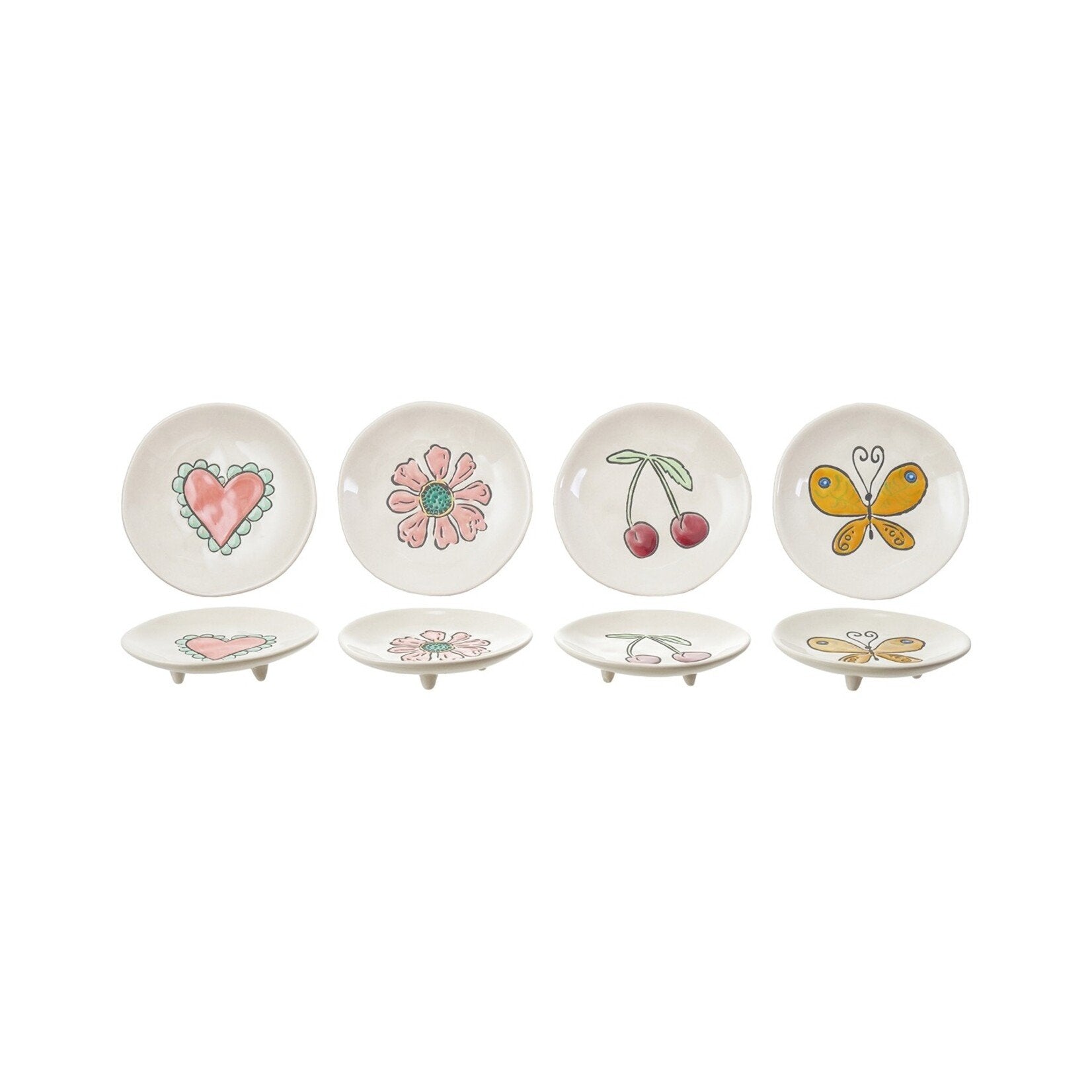 Hazel Mazel 4" Rd Stoneware Footed Plate w/ Wax Relief Design,4 Styles - From Me To You