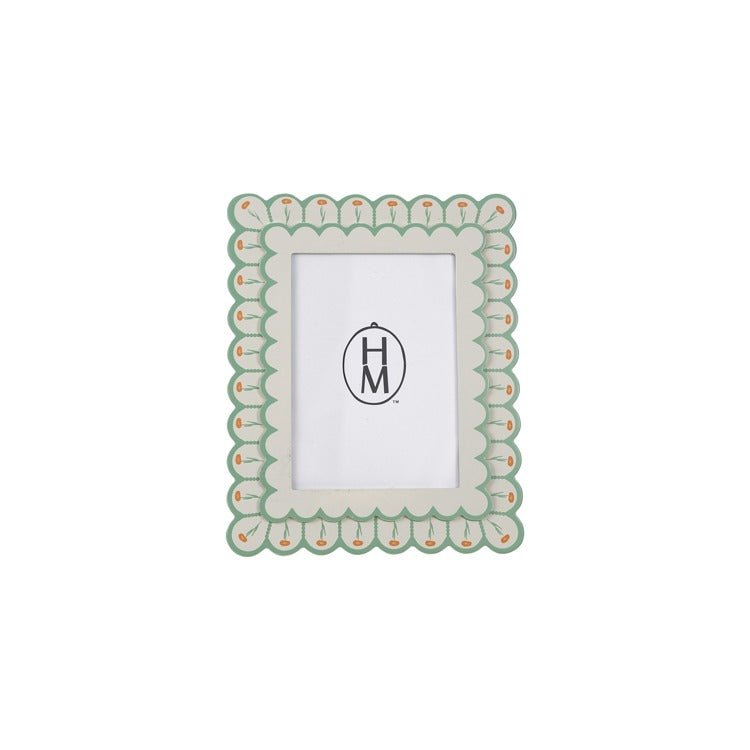 Hazel Mazel MDF Scalloped Photo Frame W Flowers Cream Color, Green & Red - From Me To You